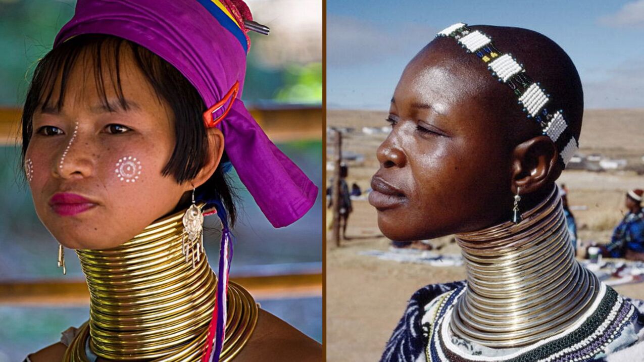 wydłużenie szyi u kobiet z plemienia afrykańskiego